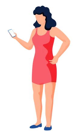 Girl chatting on mobile  Illustration