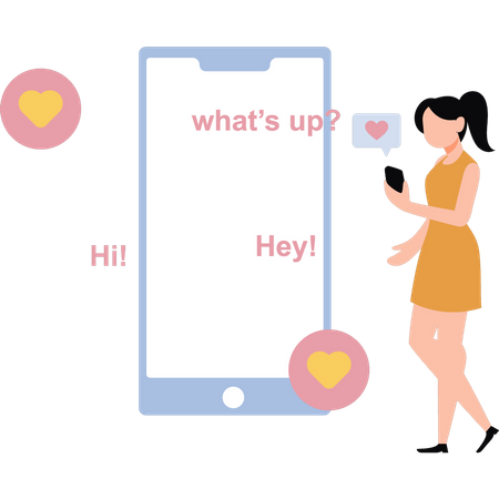 Girl chatting on mobile  Illustration