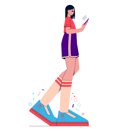 Girl chatting on phone Illustration