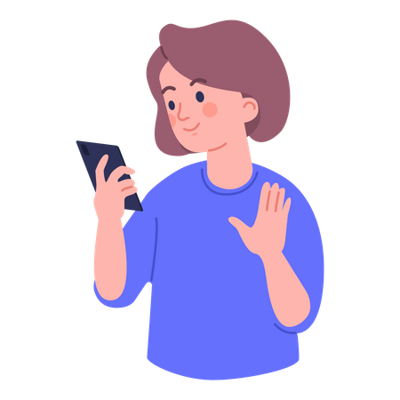 Girl chatting on phone Illustration