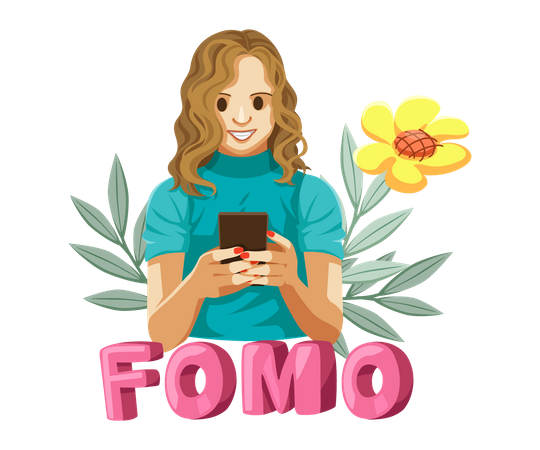 Girl chatting on social media  Illustration