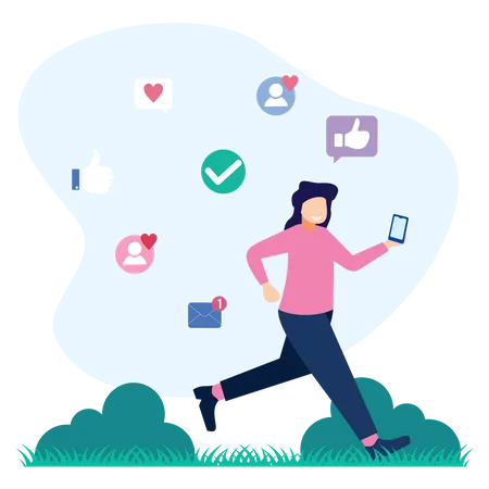 Girl chatting on social media  Illustration