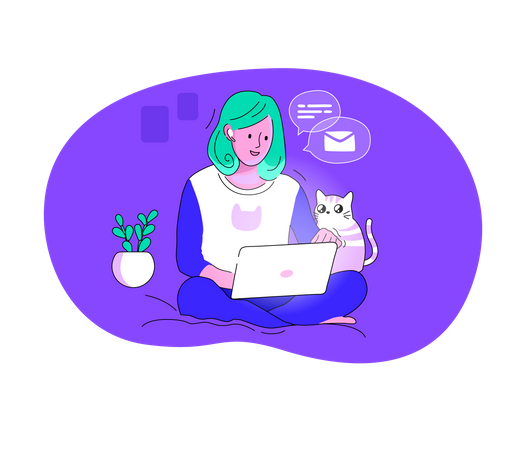 Girl chatting on social media  Illustration