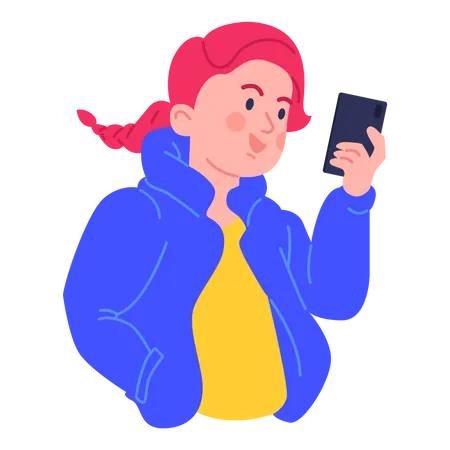 Girl chatting on social media  Illustration