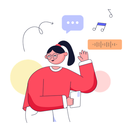 Girl chatting on video call  Illustration