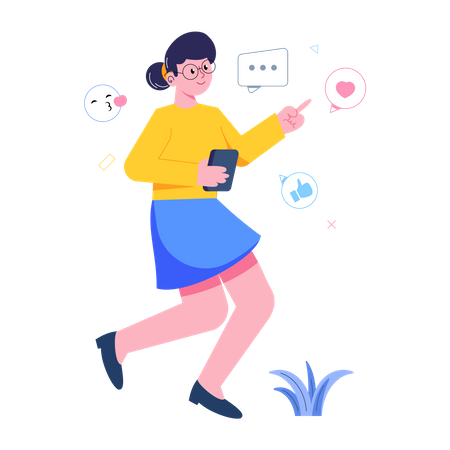 Girl chatting online  Illustration