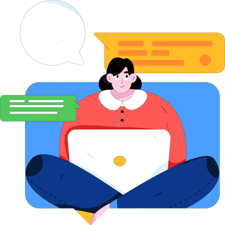 Girl chatting online  Illustration