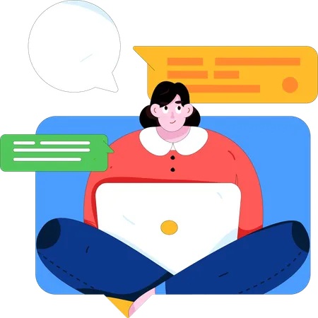 Girl chatting online  Illustration