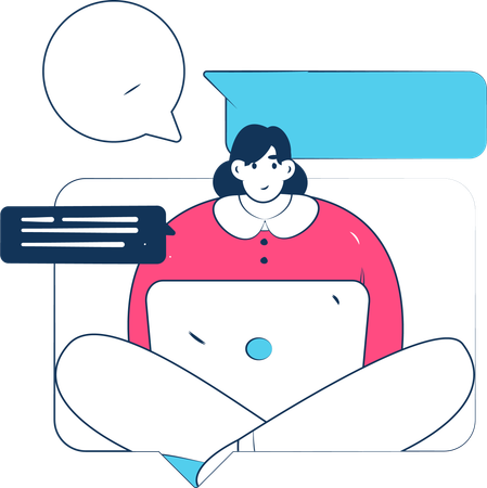 Girl chatting online  Illustration