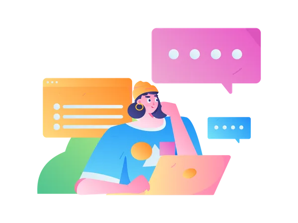 Girl chatting online with client  Illustration