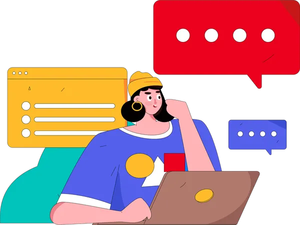 Girl chatting online with client  Illustration