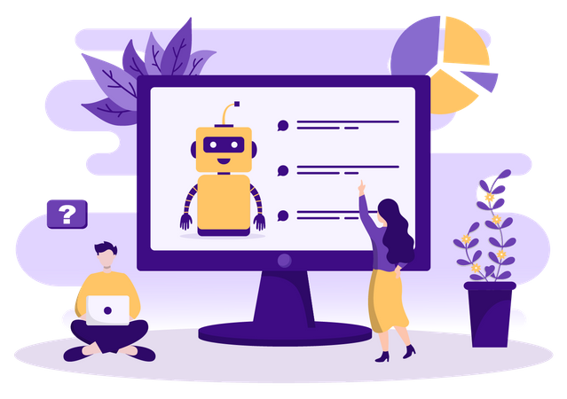Girl chatting using chatbot  Illustration