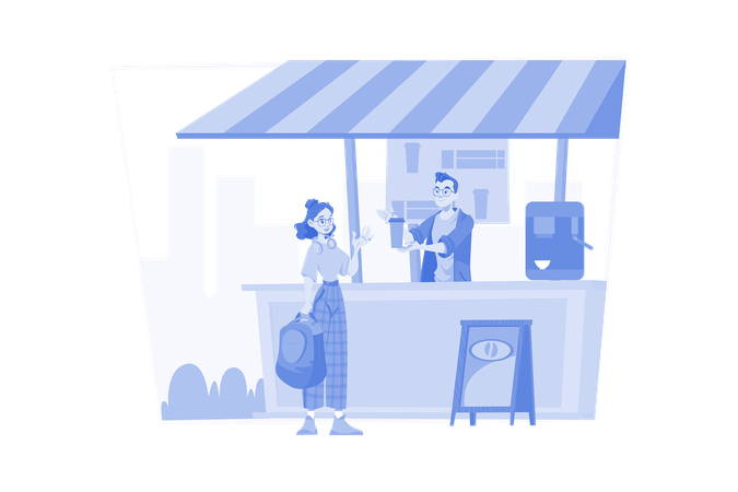 Girl Chatting With Employees  イラスト