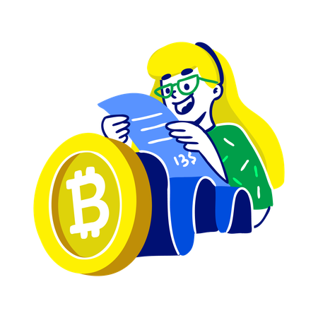 Girl Check Bitcoin List  Illustration