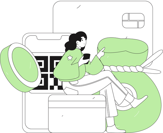 Girl check payment  Illustration