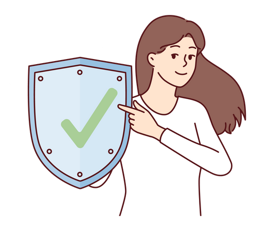 Girl check shield security  Illustration