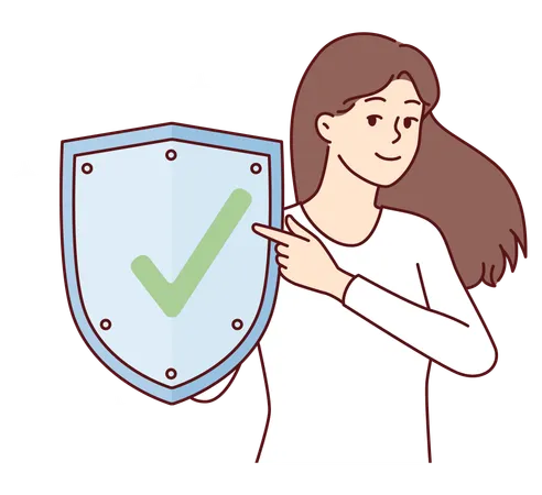 Girl check shield security  Illustration