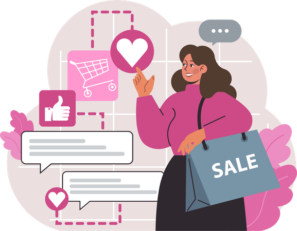 Girl check shopping review  Illustration