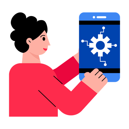 Girl checking api configuration  Illustration