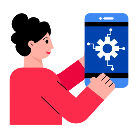Girl checking api configuration  Illustration