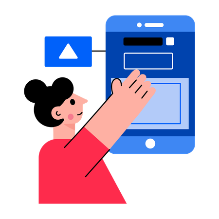 Girl checking app component  Illustration