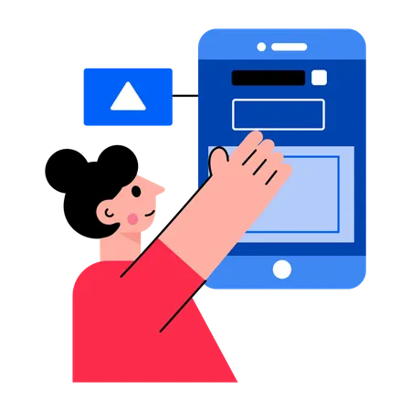 Girl checking app component  Illustration