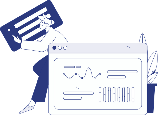 Girl checking business mail  Illustration