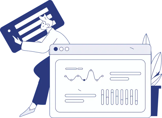 Girl checking business mail  Illustration