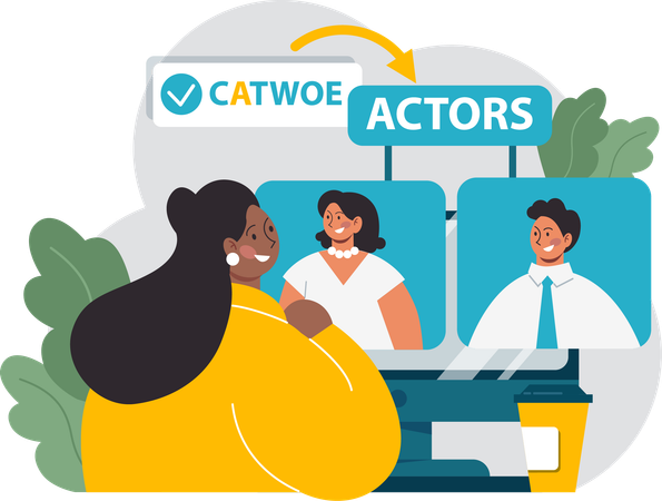 Girl checking catwoe actors  Illustration