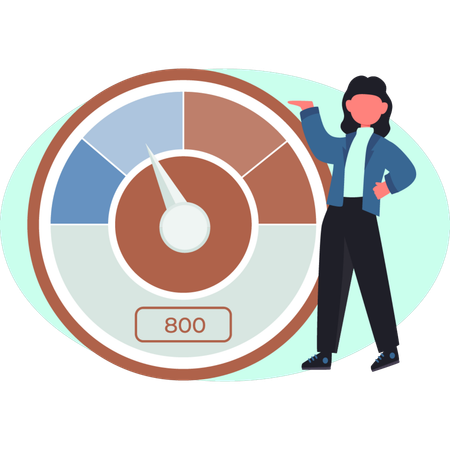 Girl checking credit score in mobile  Illustration