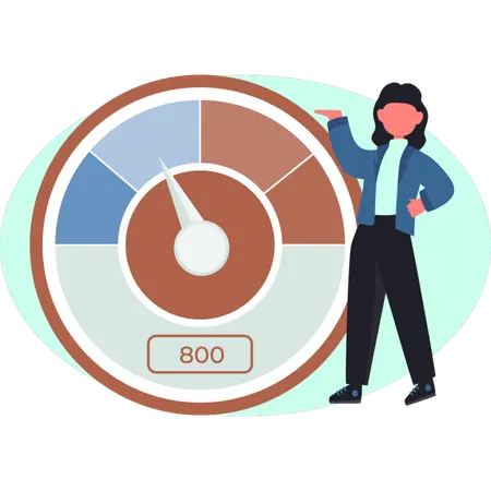 Girl checking credit score in mobile  Illustration