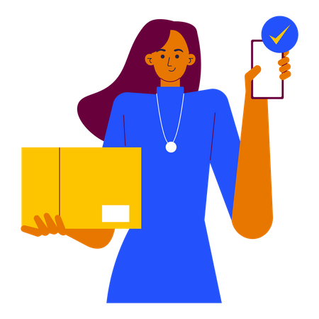 Girl checking Delivery Order Confirmation  Illustration