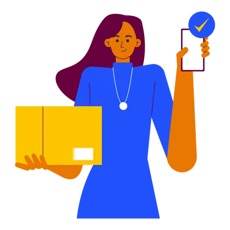 Girl checking Delivery Order Confirmation  Illustration