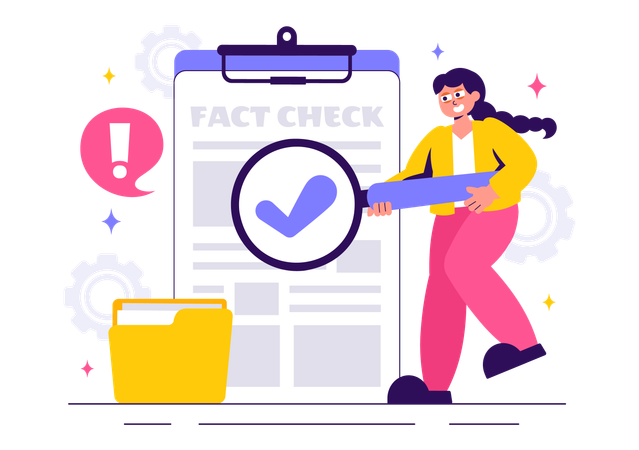 Girl checking fact report  Illustration
