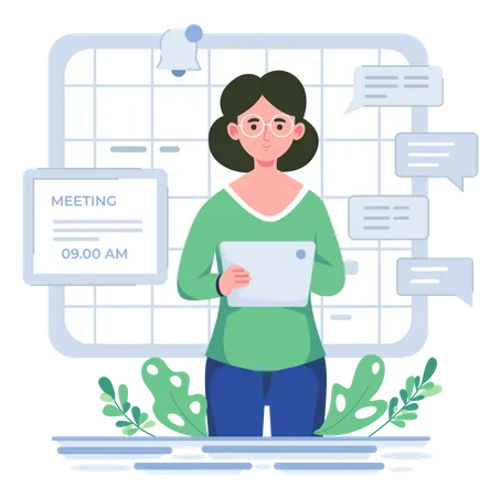 Girl checking her meeting schedule  Illustration