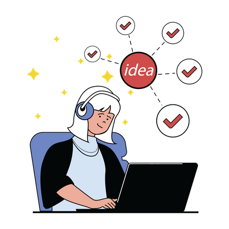 Girl checking idea  Illustration