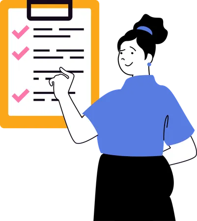 Girl checking list  Illustration