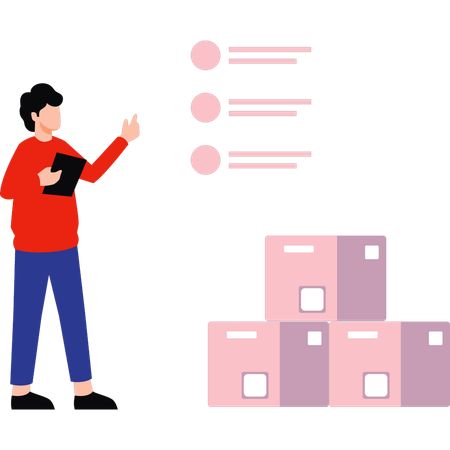 Girl checking list of cartons for shipping  Illustration