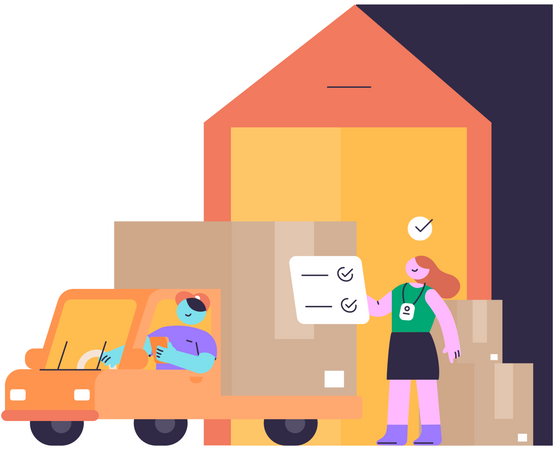 Girl checking Logistic delivery  Illustration