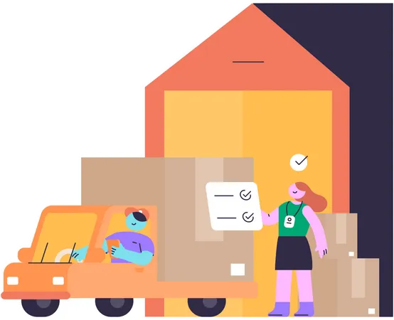 Girl checking Logistic delivery  Illustration