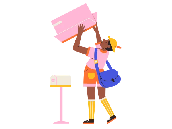 Girl checking mailbox  Illustration