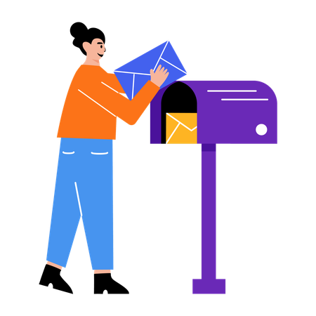 Girl checking mailbox  Illustration