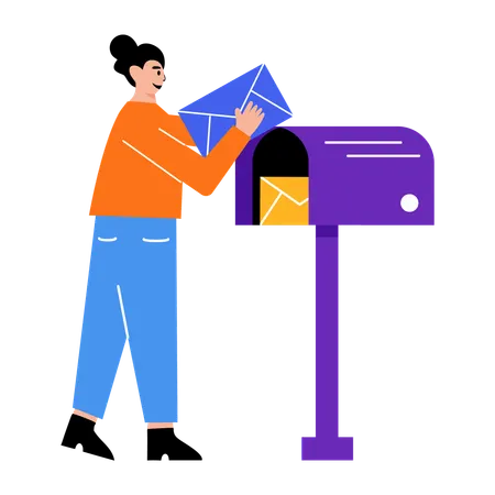 Girl checking mailbox  Illustration