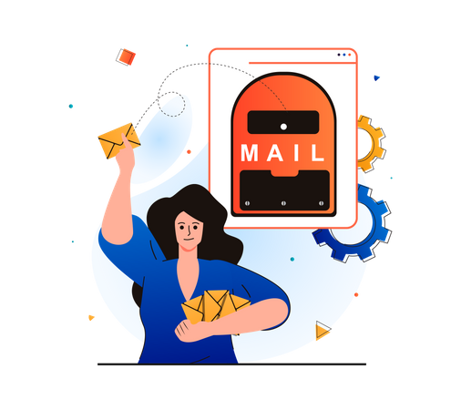 Girl checking mails  Illustration