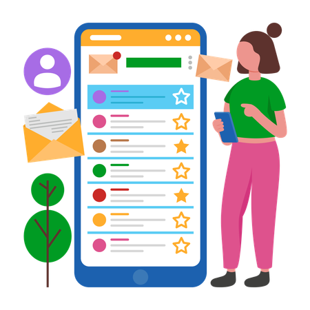 Girl checking online Email  Illustration