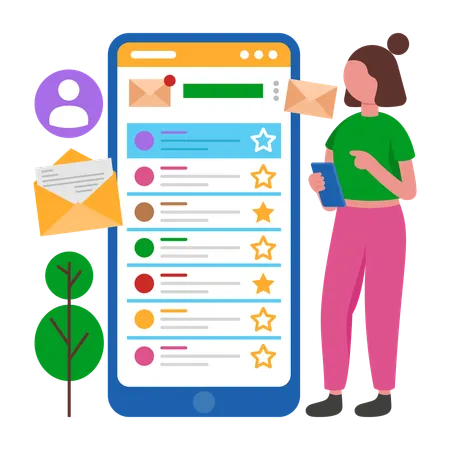Girl checking online Email  Illustration