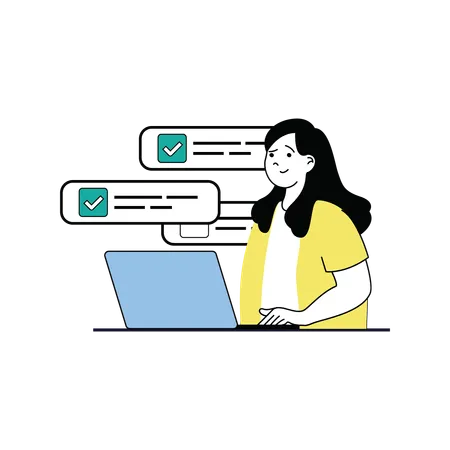 Girl checking online feedback  Illustration