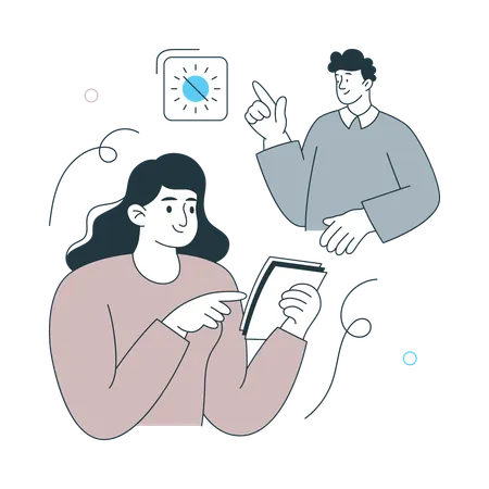 小児心理学者を診察する少女  イラスト