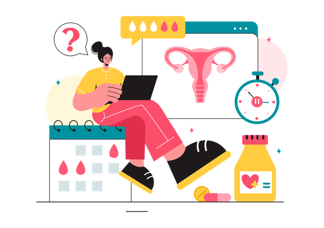 Girl checking periods cycle  Illustration