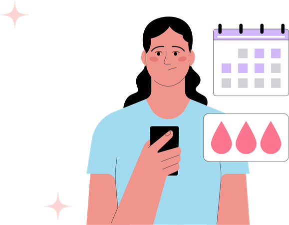Girl checking periods in application  Illustration